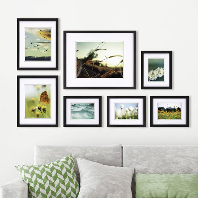 Airfloat 7 PC Kit 7 Piece Matte Wood Gallery Wall Frame Set
