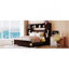 Lit double en bois avec armoire et tablette tout-en-un, espresso