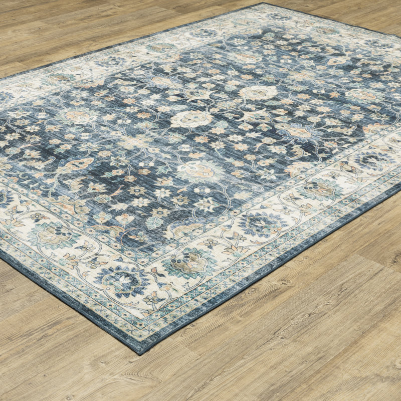 Tapis bleu / ivoire Jacquarius, Rectangle 2 pi x 3 pi