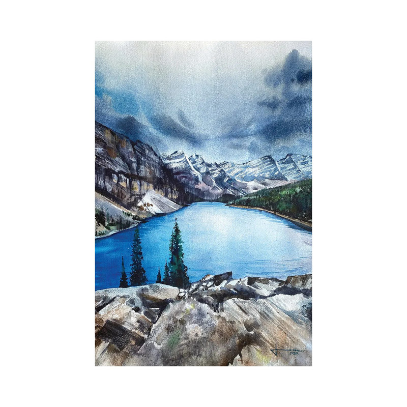 Alluring Moraine by Liam Kumawat - Wrapped Canvas Painting, 101.6 cm H x 66.04 cm W x 3.175 cm D