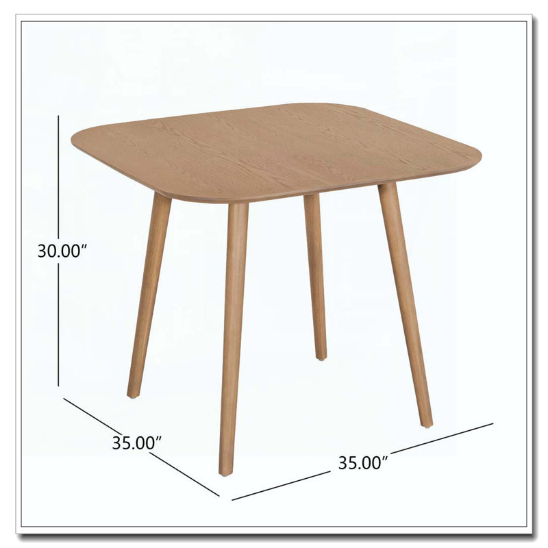 Table de salle à manger carrée en bois, Clair naturel