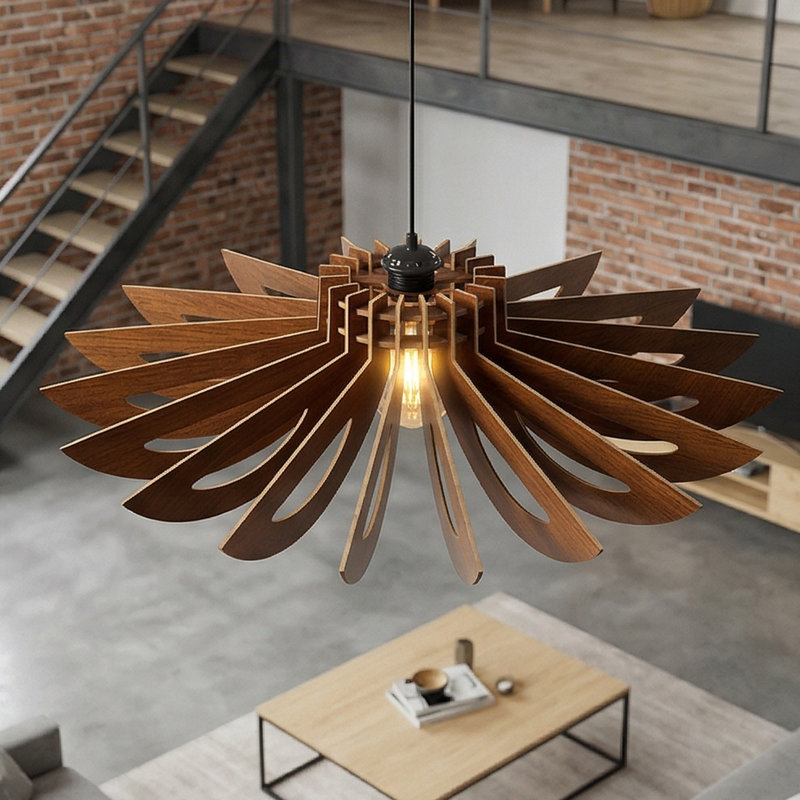 Lustre 2 lumières Johnnathon, Noyer, H 4,3 po x l 20,5 po x P 20,5 po