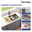 Évier de cuisine à cuve simple encastrable en acier inoxydable de 33 po avec passoire, planche à découper, crépine et égouttoir à vaisselle DeerValley
