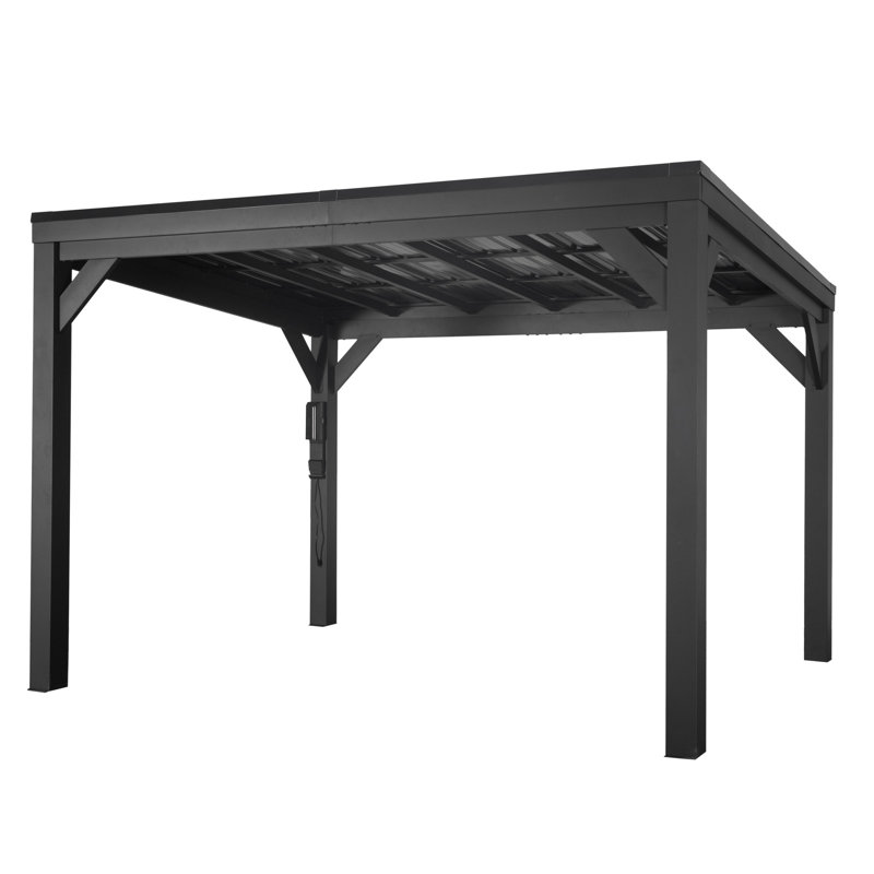 Stonebridge 12' x 9.5' Black Galvanized Steel Outdoor Gazebo
