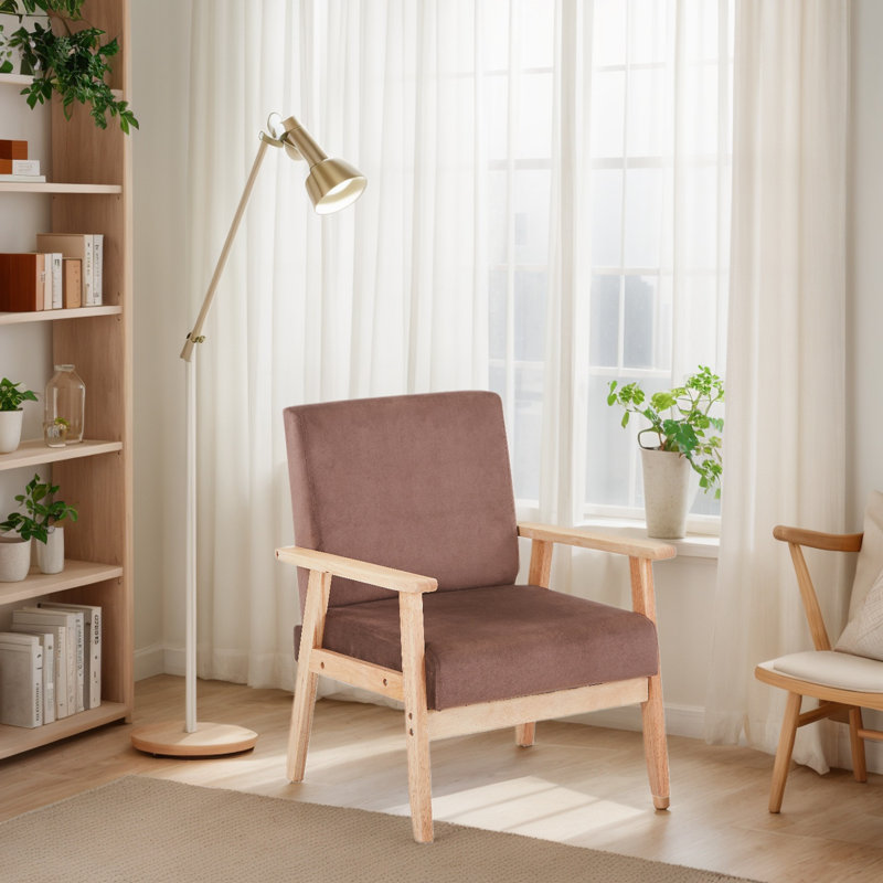 Fauteuil d'appoint en velours Bleona, Velours brun