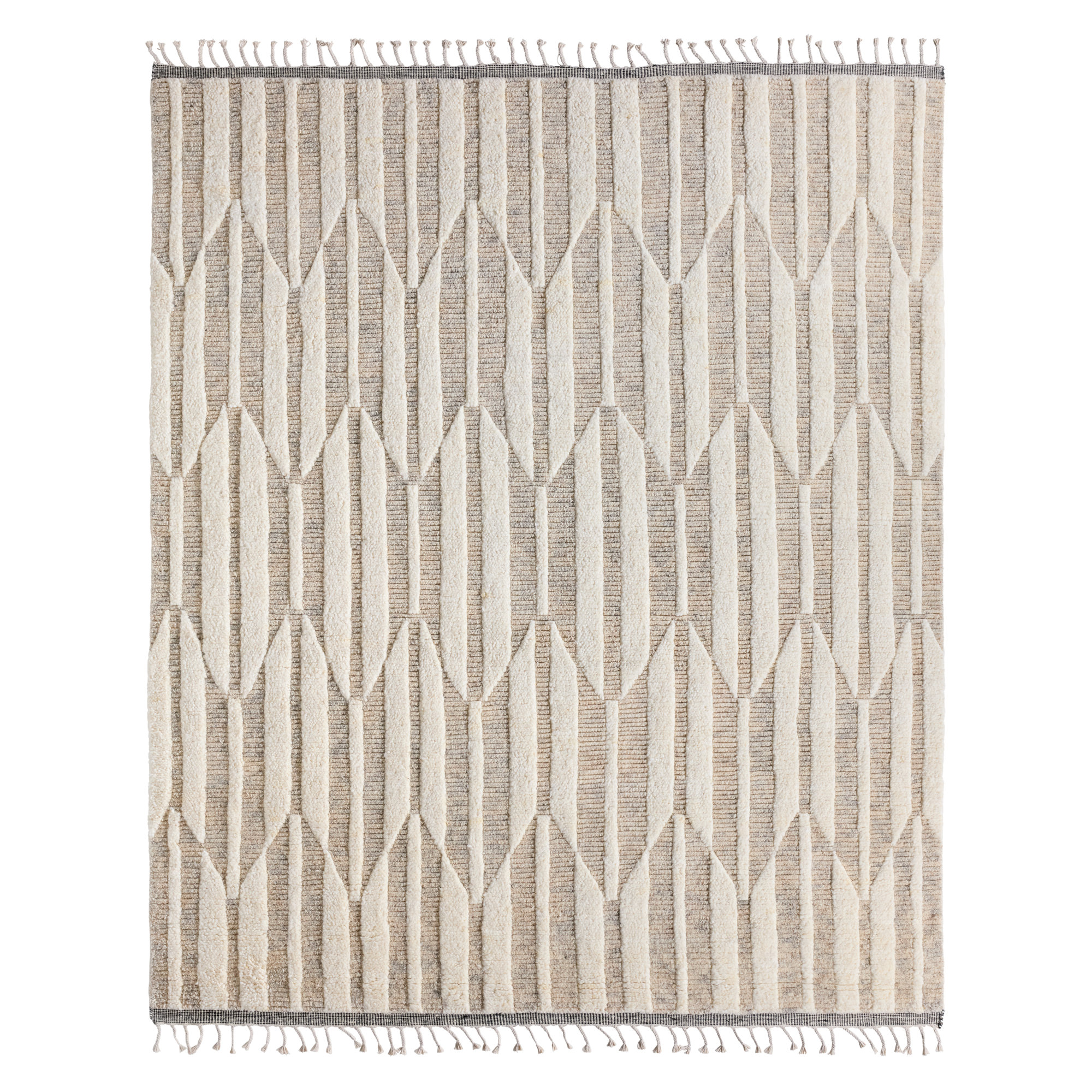 Wesler Handmade Wool Beige/Ivory Rug, Rectangle 9' x 12'