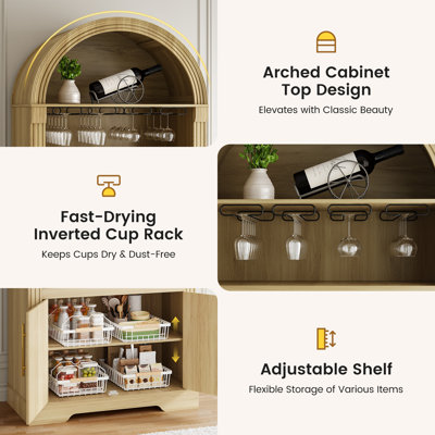 Armoires à vin en arche 71 po avec porte-verres à vin et support à vin