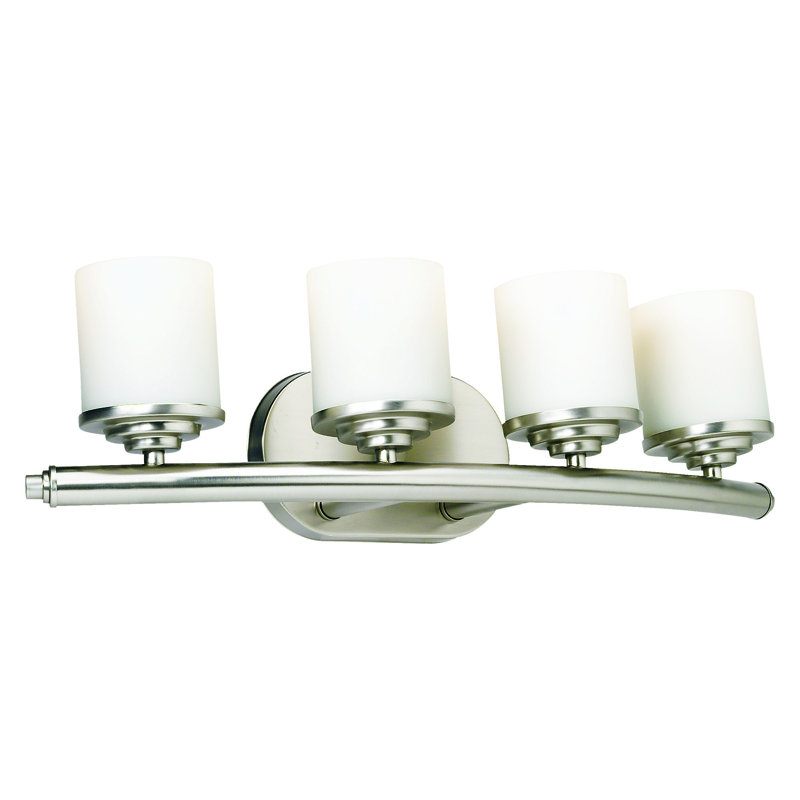 Chadford 4 - Light Dimmable Vanity Light, Brushed Nickel / Satin Opal