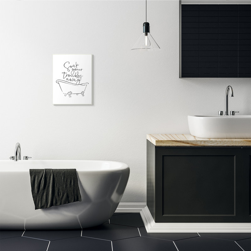 «Soak Your Trouble Ink Dessin Bathroom Design» par Milli Villa - impression d'art graphique, Plaque murale, H 19 po x l 13 po