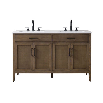 Sebastiano 54" Double Bathroom Vanity with Engineered Stone Top
