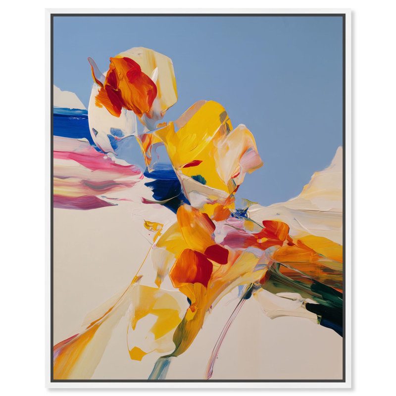 Art mural moderne sur toile Flippant Bloom II par Art Remedy, H 21 po x l 17 po, Cadre flottant, Blanc