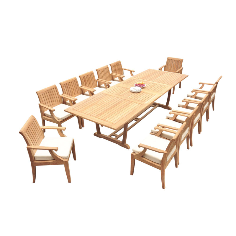 Anyan Outdoor 11 - Piece Teak Dining Set, 12