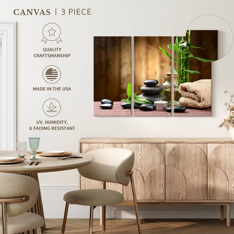 " Spa Design " 3 Piece Art Print, 28" H x 45" W x 1.25" D