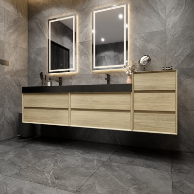 Ensemble de meuble-lavabo double mural 104 po Golitz