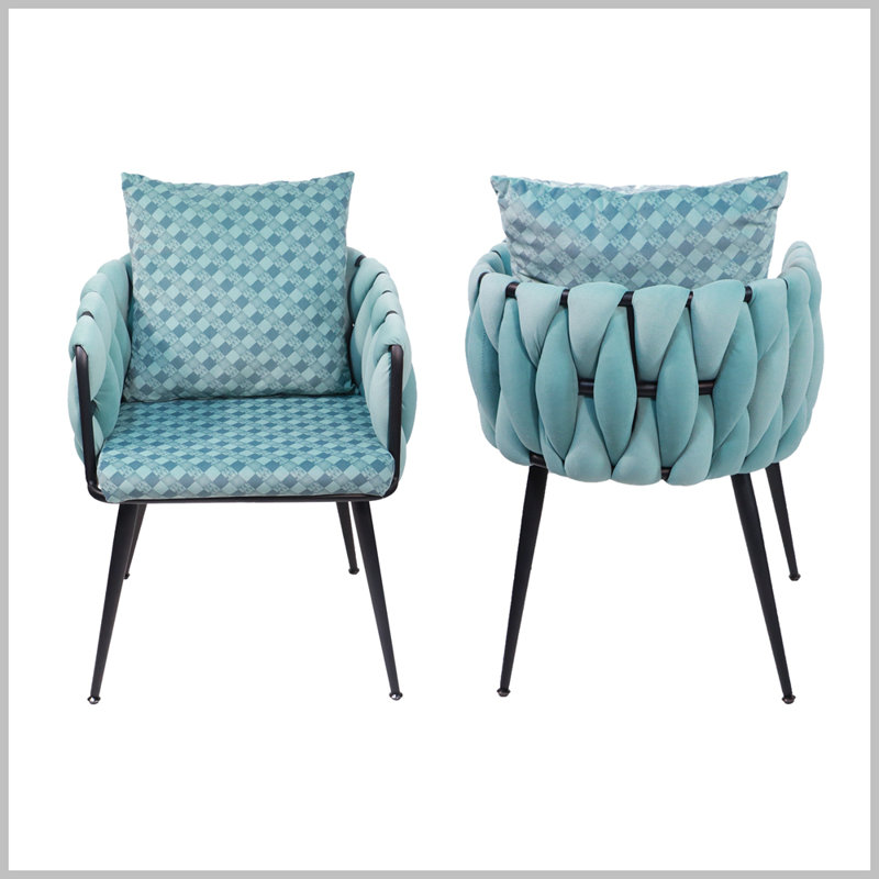 Chaise de salle à manger capitonnée, Bleu