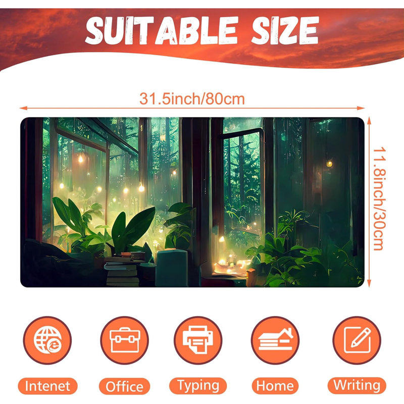 Tapis de bureau, sous-main Forest View, tapis de souris de jeu Green Atmosphere