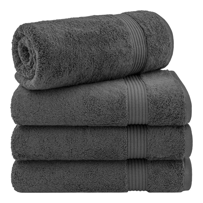 100% Cotton Turkish  4 Piece Bath Towel Set, Soft and Absorbent Bathroom Towels, Grey