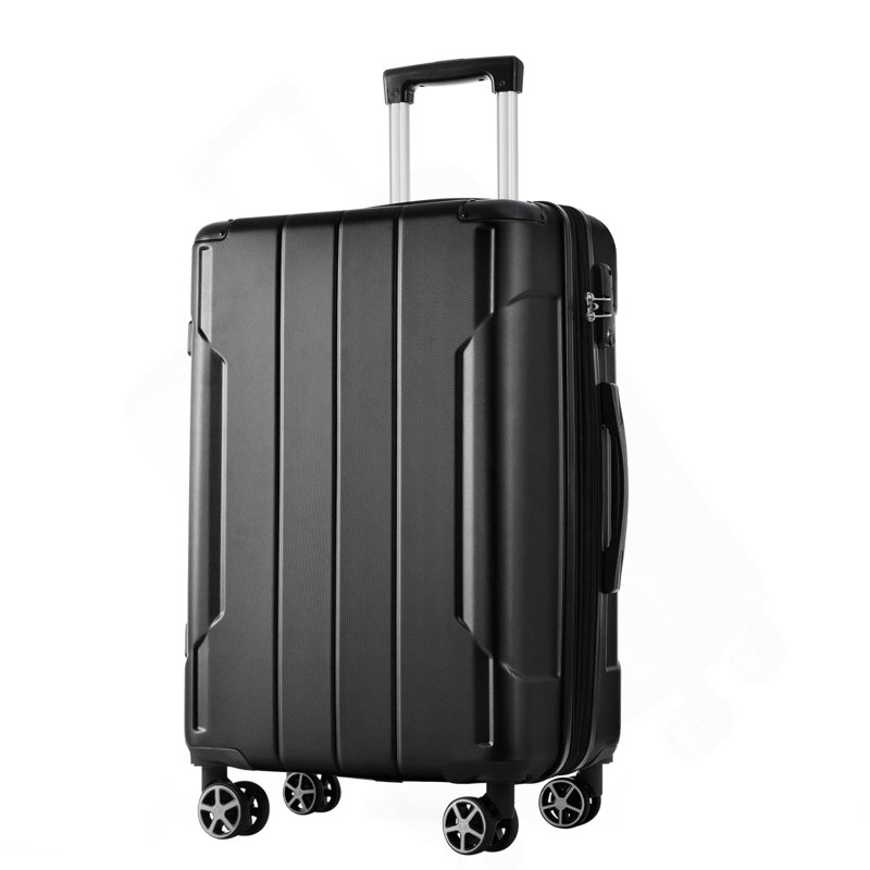 Valise rigide, valises en ABS léger et durable avec roues doubles, bagage à carreaux extensible de 28 pouces (noir)