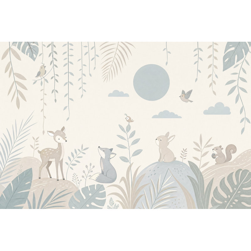 Papier peint animaux de forêt Woodland, 140 po x 108 po, Peel and Stick