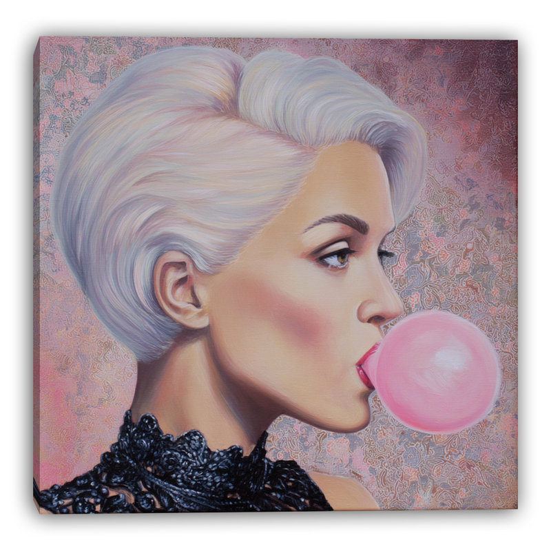Art mural sur toile tendue Bubblegum, L 20 po x H 20 po x P 1,5 po