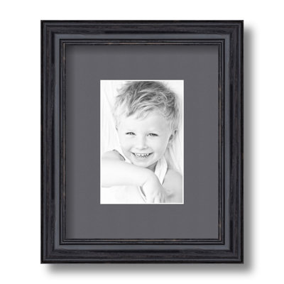 Black Wood Matte Picture Frame with Mat