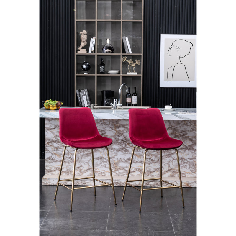 Tabouret 26,50 "en velours rouge - Tabouret 26,50