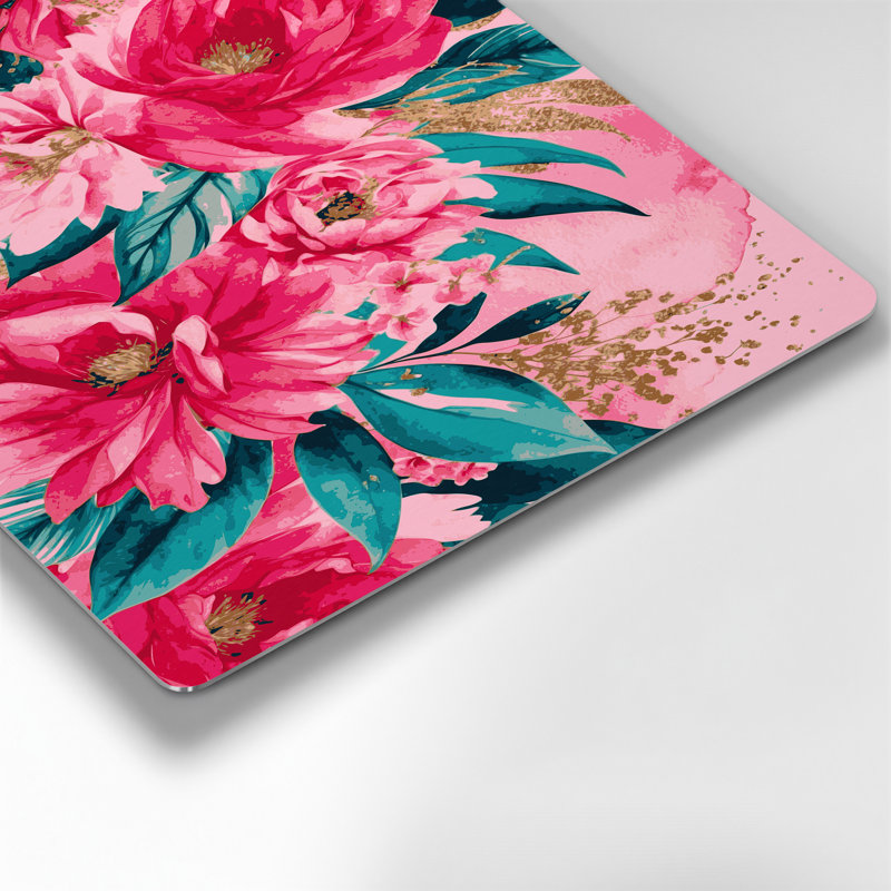 Aquarelle florale 23, art mural en métal rose, H 20 po x l 16 po