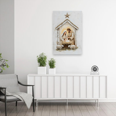 Little Lambs Abstract Contemporary Wall Art Print 1 Piece Wrapped Canvas Wall Art