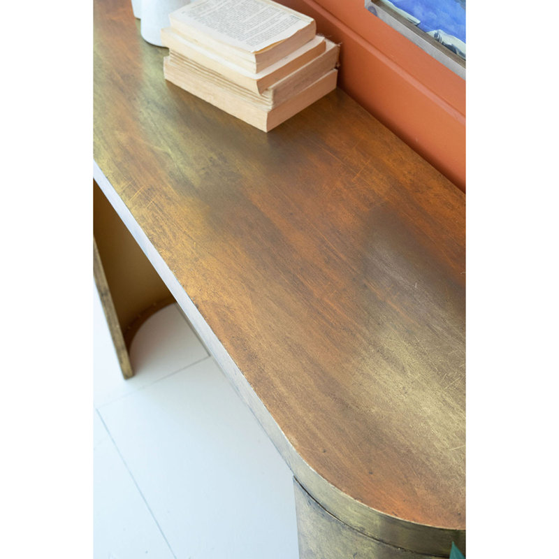 Oval Antique Brass Console Table