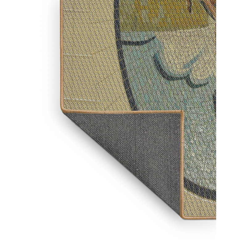 Tapis brun/vert tissé à la machine, Rectangle 2 pi x 3 pi
