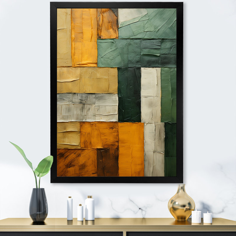Imantas Cubism Geometric Plains III sur toile, Cadre photo noir, H 20 po x l 12 po x P 1 po