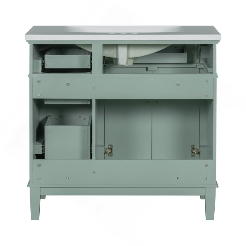 Meuble-lavabo élégant avec lavabo en résine et grand espace de rangement, un mélange parfait de fonctionnalité et d'élégance