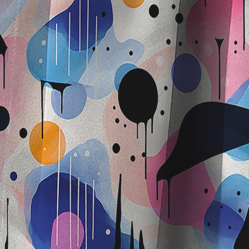 Purple And Pink Designer Dot And Waves II - Abstract Geometric Blackout Curtain - 1 Panels, L 52 po x L 84 po