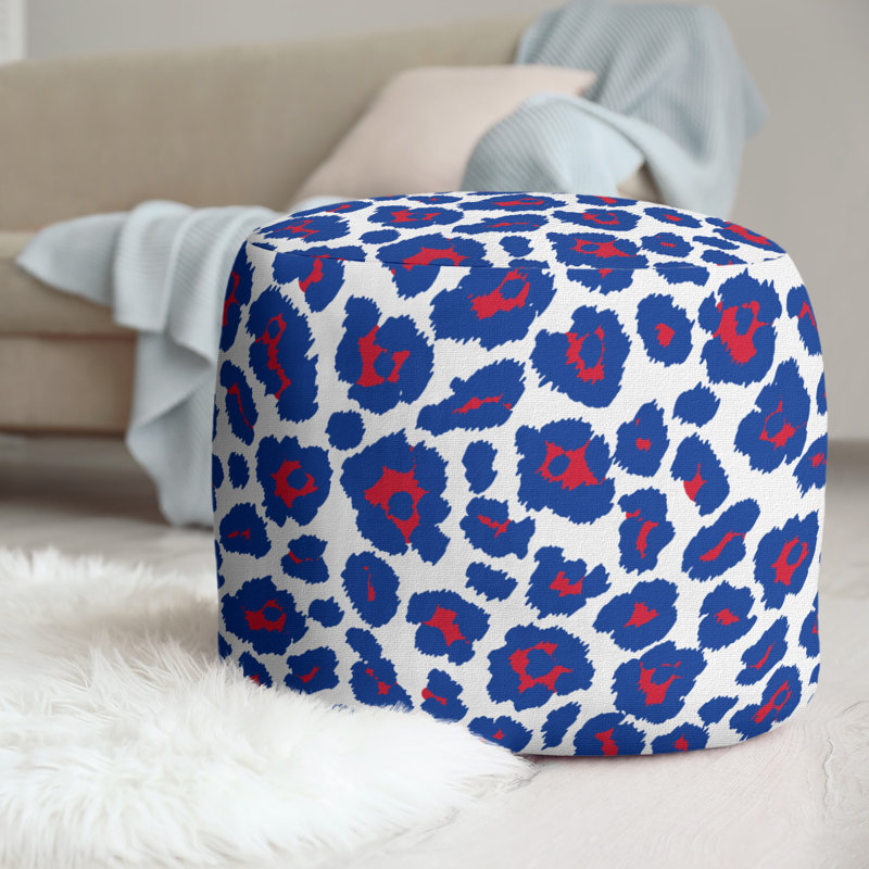 Repose-pieds standard à imprimé animalier 20,5 ", Blanc / Bleu / Rouge