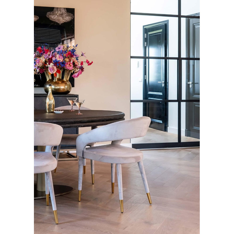 Chaise avec accoudoirs en velours Jaelyne