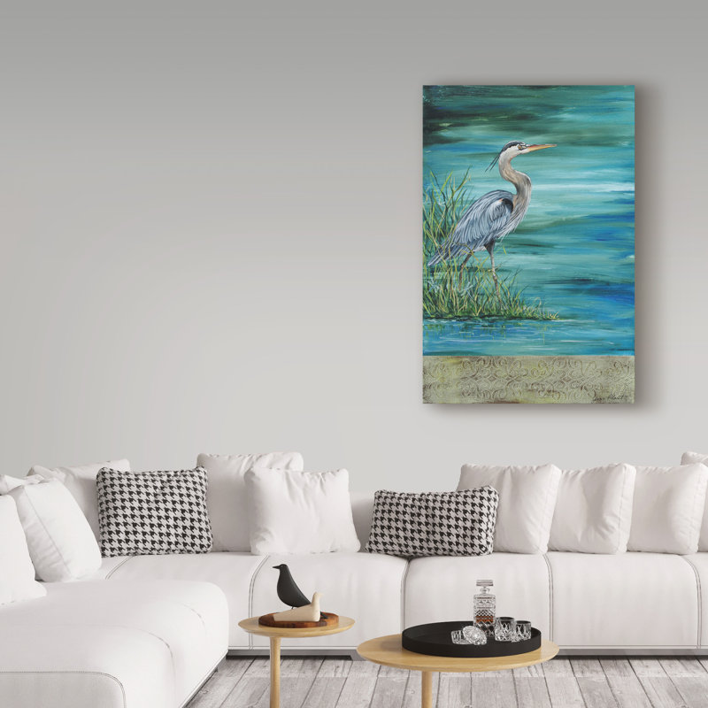 « great blue héron », reproduction d’impression sur toile tendue, H 32 po x l 22 po x P 2 po