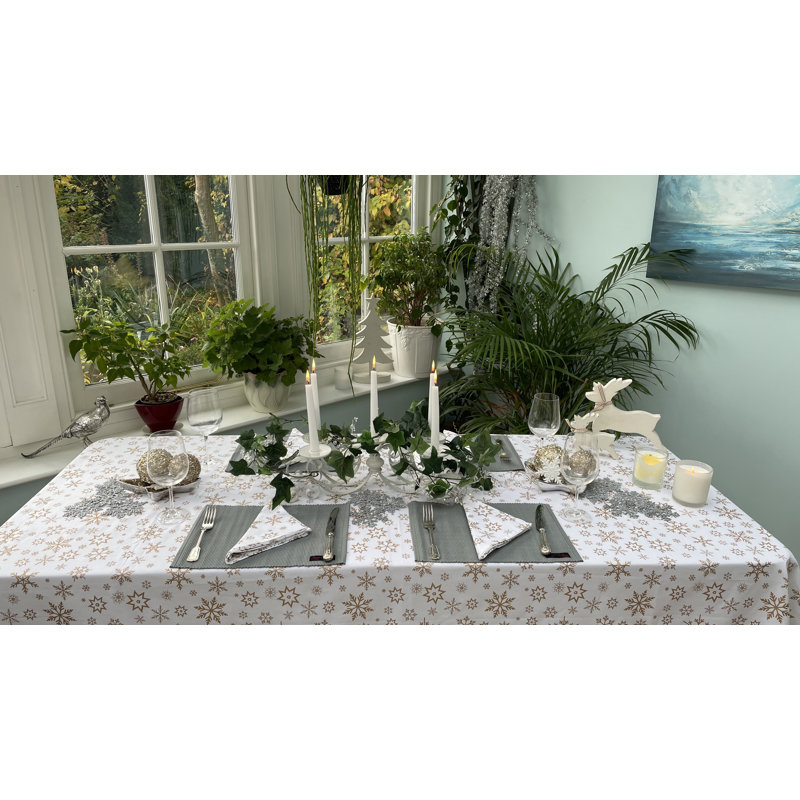 Casandra Tablecloth, Gold/White