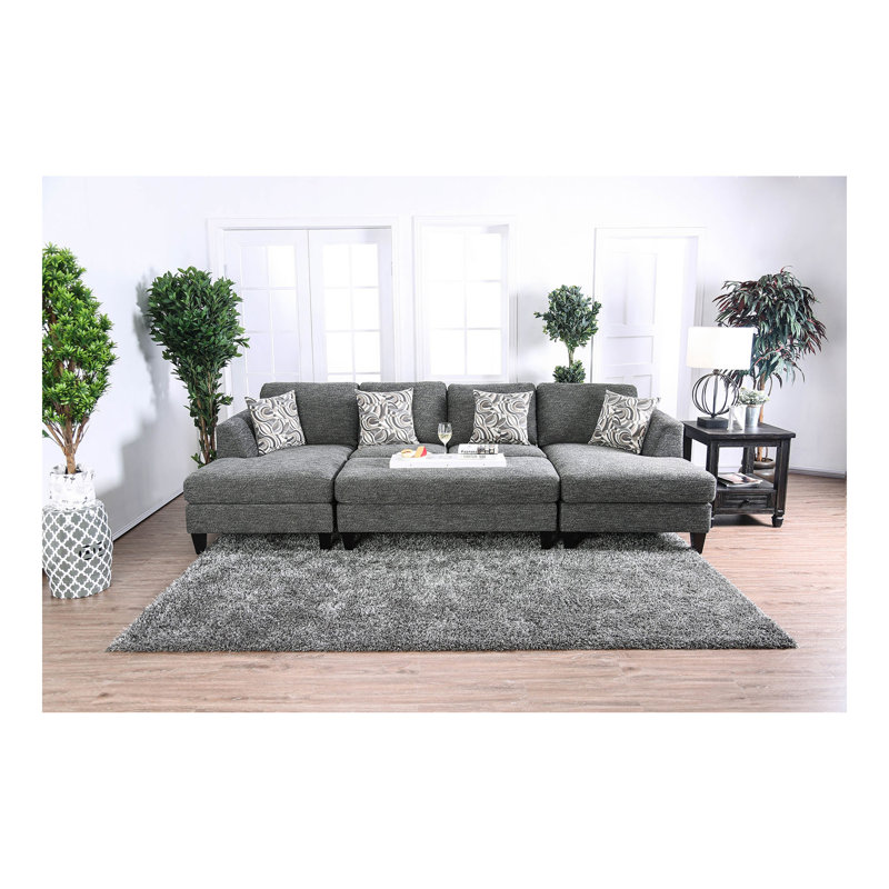 Ensemble de canapé modulaire 5 pièces en chenille gris