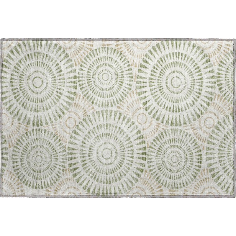 Premium Machine Washable Prisco Aloe Rug, Rectangle 1'8" x 2'6"