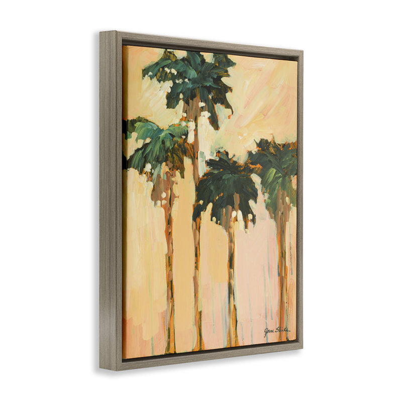 «Shady Palms Impression» par Jane Slivka, Cadre flottant orme Montalcino, H 31 po x l 25 po