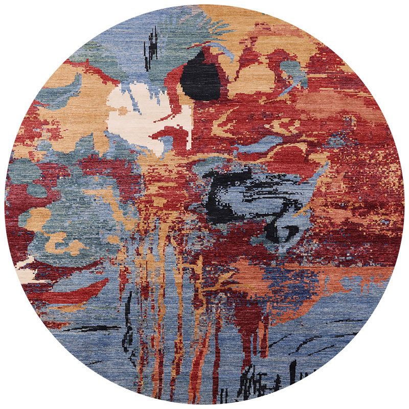 Abstract Indoor Rug, Round 6'
