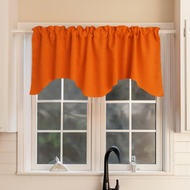 Cantonnière festonnée en popeline unie, Orange