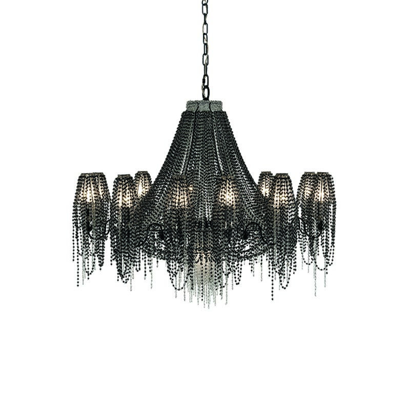 Lustre pâle en laiton Burlesque, Rouge / transparent, Bronze antique, 55" Wide x 62" Height