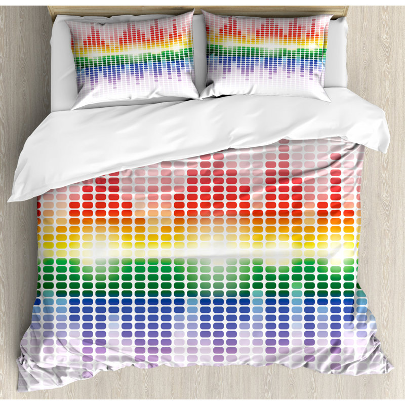 Rainbow Digital Equalizer King Duvet Cover Set with Pillow Shams