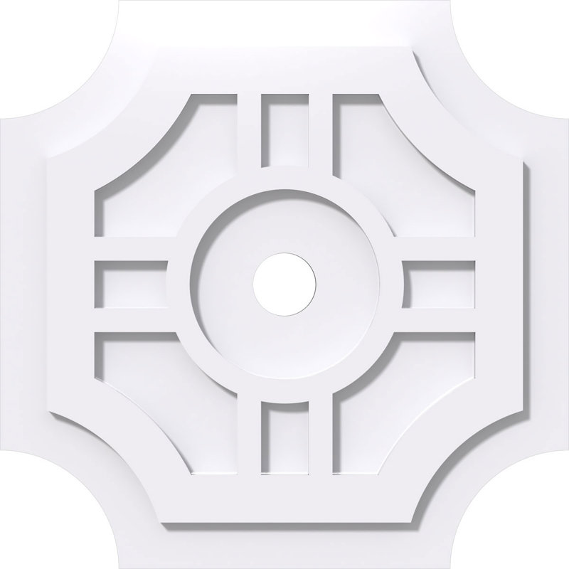 Médaillon de plafond contemporain en PVC de qualité architecturale 18 po x P 2 po x P 5 3/8 po x P 1 po