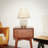 Zuly Round Ribbed Glass Table Lamp with Linen Shade
