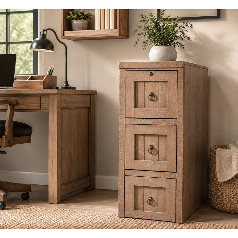 Classeur vertical 3 tiroirs Kayla, Coquille de mer rustique