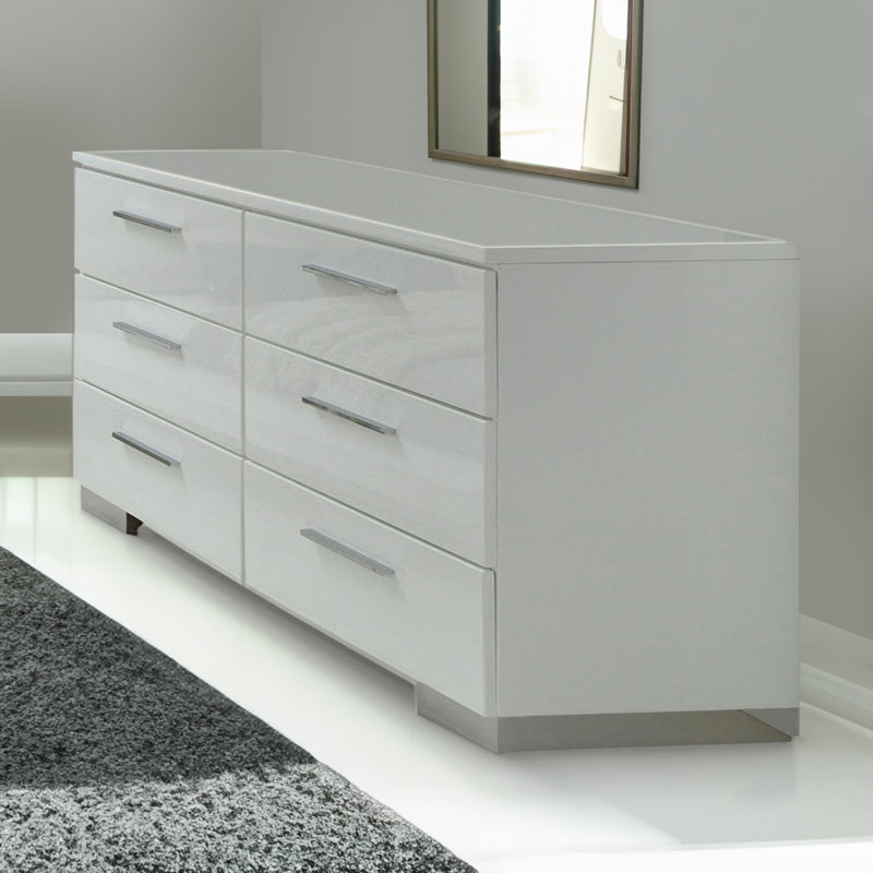 Commode double 6 tiroirs en bois Kishor
