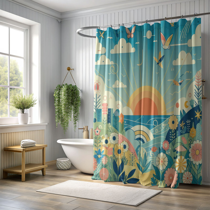 Dreamy Summer Sky - 1 Piece Standard Shower Curtain, 74" H x 40" W