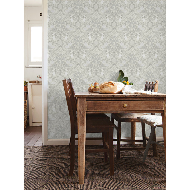 Rouleau de papier peint L 33 pi x l 20,9 po Aeddan Garden, Gris clair